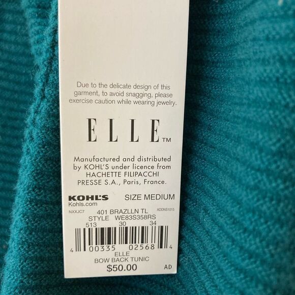 ELLE GREEN LONG-SLEEVED LIGHTWEIGHT SWEATER  / SZ: M / NWT - Picture 5 of 6